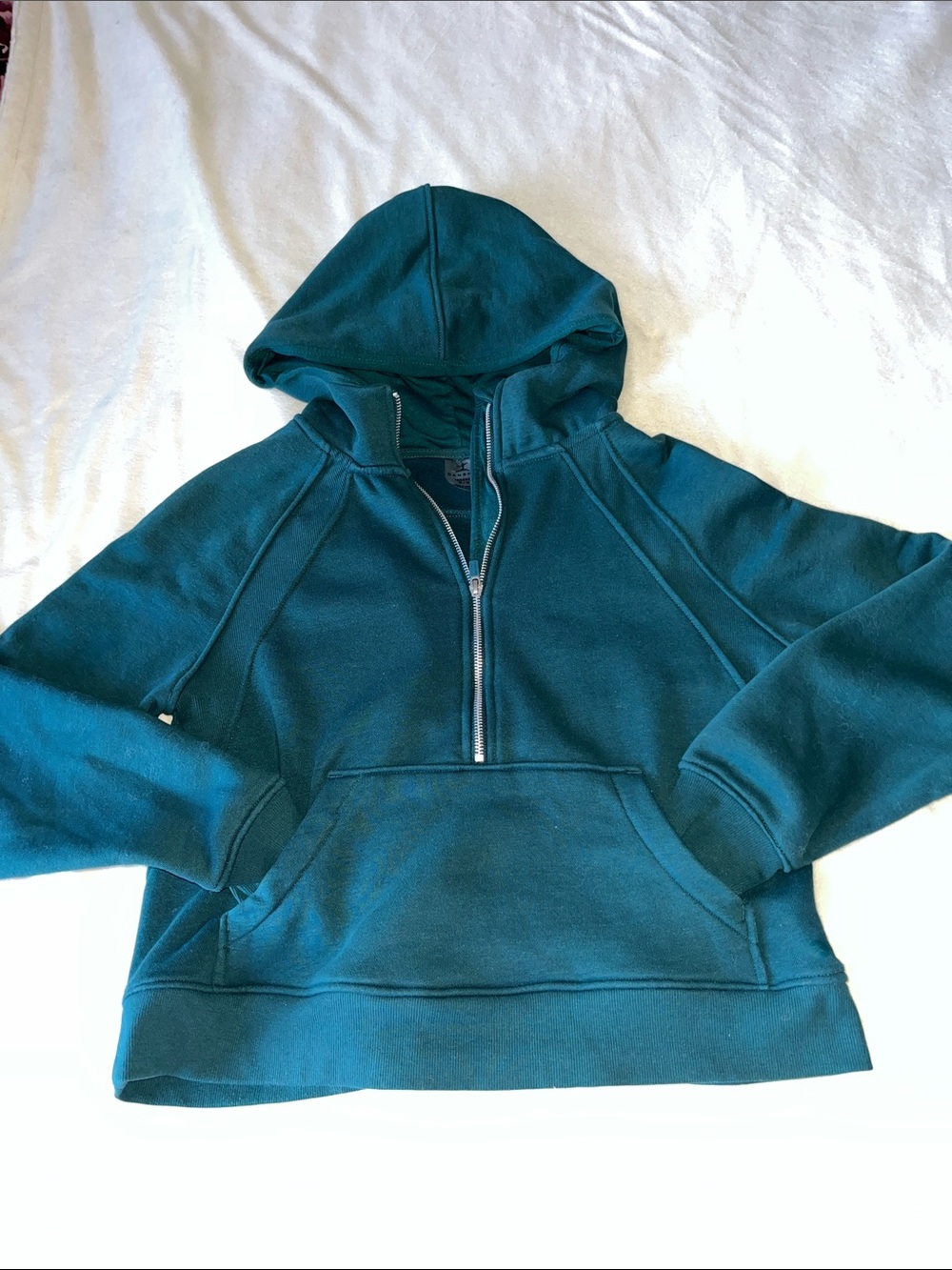 Women’s Danskin semi cropped green half zip hoodie